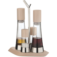 Przyprawniki na drewnianym stojaku