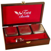 Drewniana skrzynka "Tea Secrets" 3x100g + łyżeczka Pudełko prezentowe 3